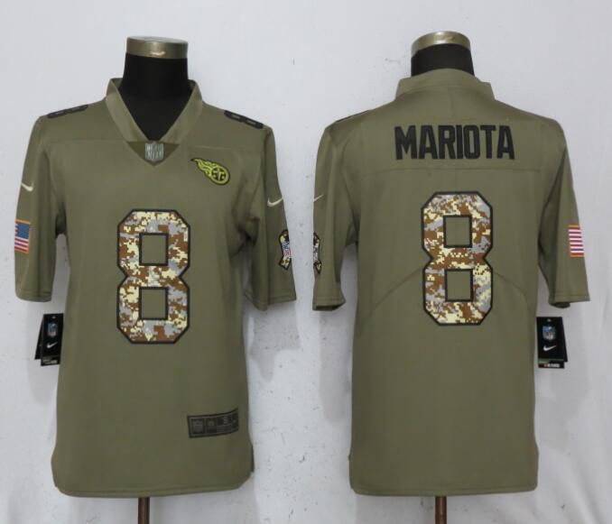 Men Tennessee Titans #8 Mariota Olive Camo Carson Salute to Service Limited Nike NFL Jerseys